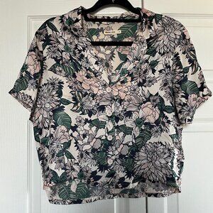 Marine Layer Floral Short-sleeve Button-up Shirt, Size Small
